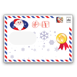 Personalised Envelope with Father Christmas Waving on the front and a North Pole Postmark