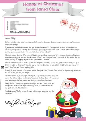 1st Christmas - Pink - Personalised Santa Letter Background